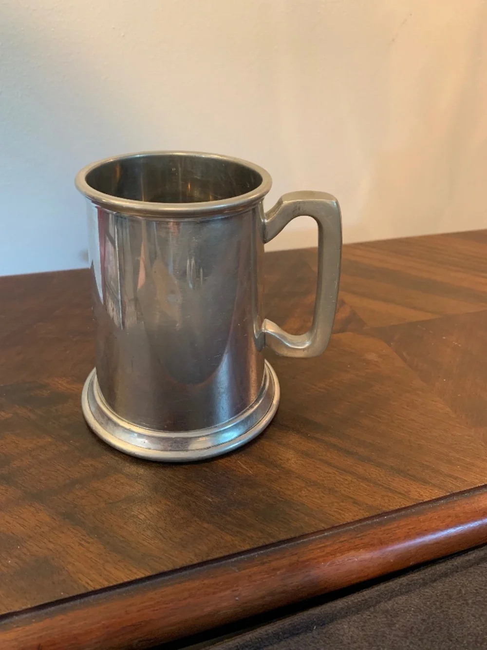 Vintage Pewter Tankard Glass Bottom - Raimond Silver Mfg.